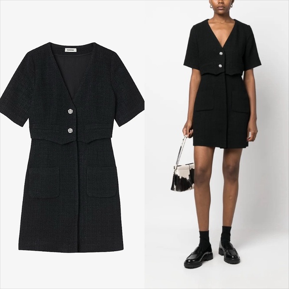 Sandro Manhattan layered tweed mini dress NO OFFERS - Picture 8 of 9